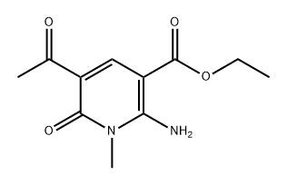 3-Pyridinecarboxylic acid, 5-acetyl-2-amino-1,6-dihydro-1-methyl-6-oxo-, ethyl ester Struktur