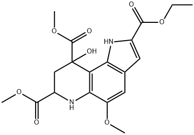 1H-Pyrrolo[2,3-f]quinoline-2,7,9-tricarboxylic acid, 6,7,8,9-tetrahydro-9-hydroxy-5-methoxy-, 2-ethyl 7,9-dimethyl ester Struktur