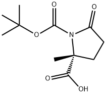 1,2-Pyrrolidinedicarboxylic acid, 2-methyl-5-oxo-, 1-(1,1-dimethylethyl) ester, (2R)- Struktur