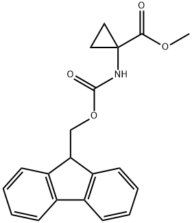 Cyclopropanecarboxylic acid, 1-[[(9H-fluoren-9-ylmethoxy)carbonyl]amino]-, methyl ester Struktur