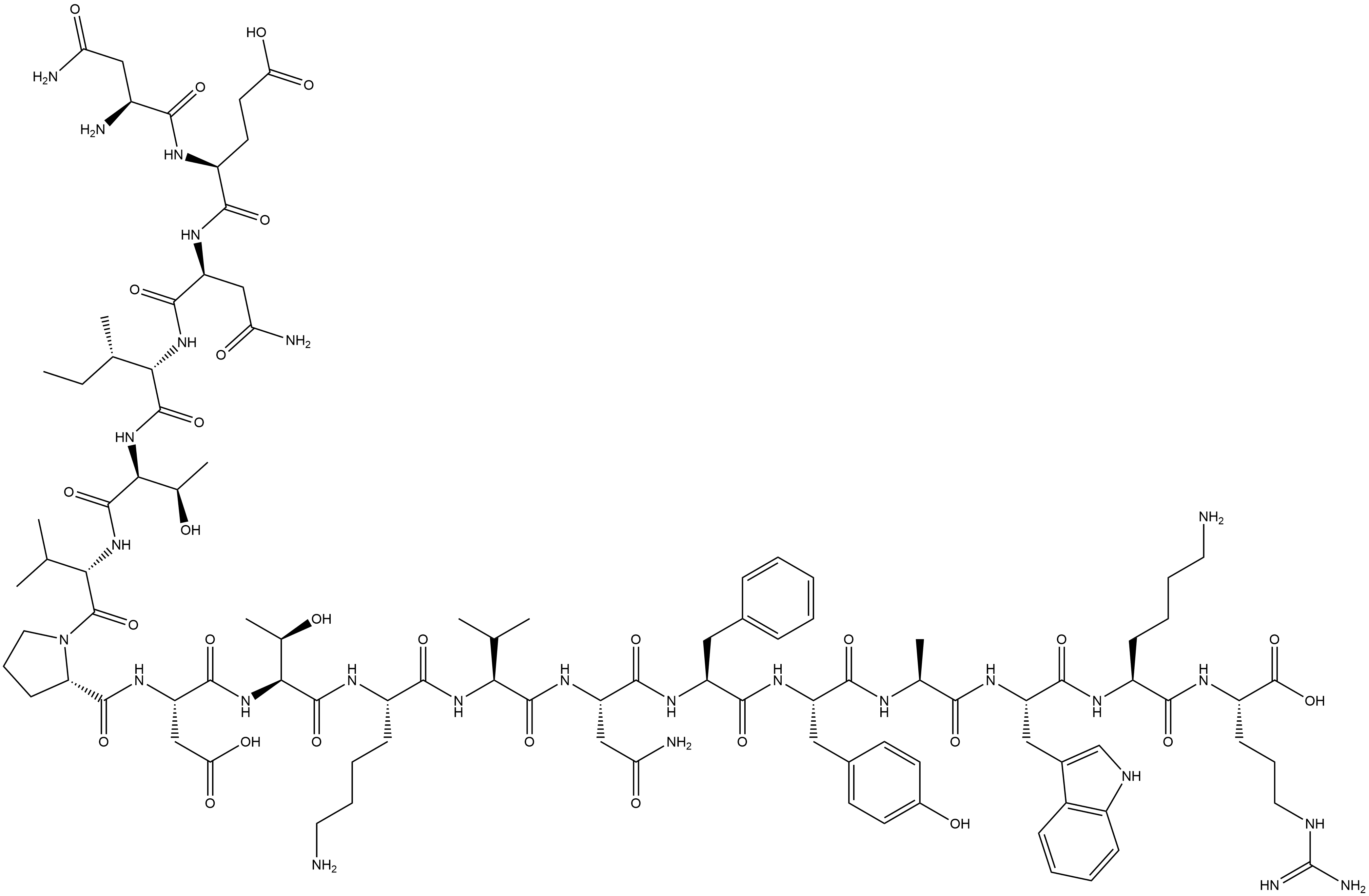 L-Arginine, L-asparaginyl-L-α-glutamyl-L-asparaginyl-L-isoleucyl-L-threonyl-L-valyl-L-prolyl-L-α-aspartyl-L-threonyl-L-lysyl-L-valyl-L-asparaginyl-L-phenylalanyl-L-tyrosyl-L-alanyl-L-tryptophyl-L-lysyl- Struktur