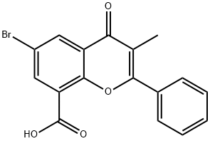 4H-1-Benzopyran-8-carboxylic acid, 6-bromo-3-methyl-4-oxo-2-phenyl- Struktur