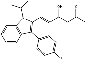 5-Hexen-2-one, 6-[3-(4-fluorophenyl)-1-(1-methylethyl)-1H-indol-2-yl]-4-hydroxy-, (5E)- Struktur