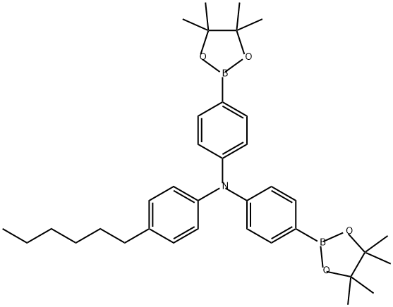 Benzenamine, 4-hexyl-N,N-bis[4-(4,4,5,5-tetramethyl-1,3,2-dioxaborolan-2-yl)phenyl]- Struktur