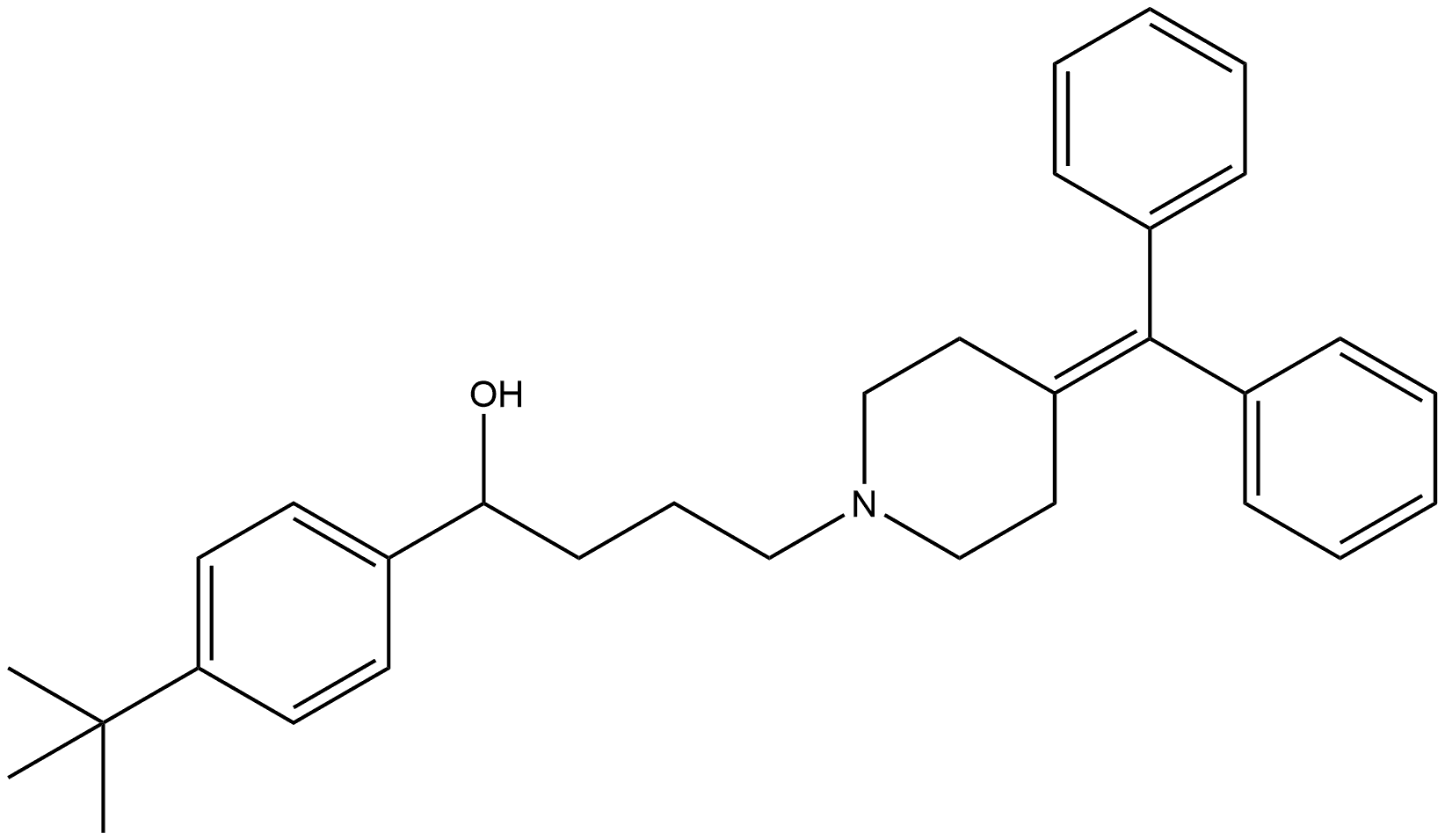 1-Piperidinebutanol, α-[4-(1,1-dimethylethyl)phenyl]-4-(diphenylmethylene)- Struktur