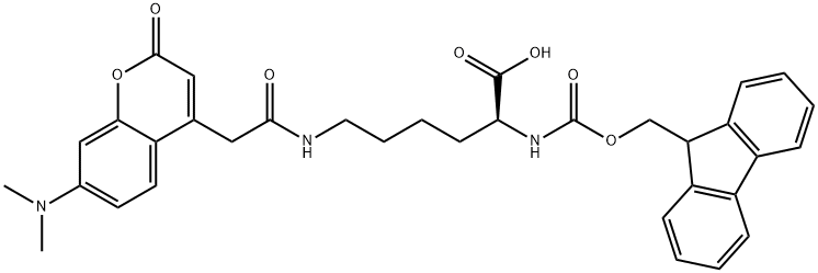 N-α-(9-Fluorenylmethoxycarbonyl)-N-ε-(7-dimethylaminocoumarin-4-yl)acetyl-L-lysine Struktur