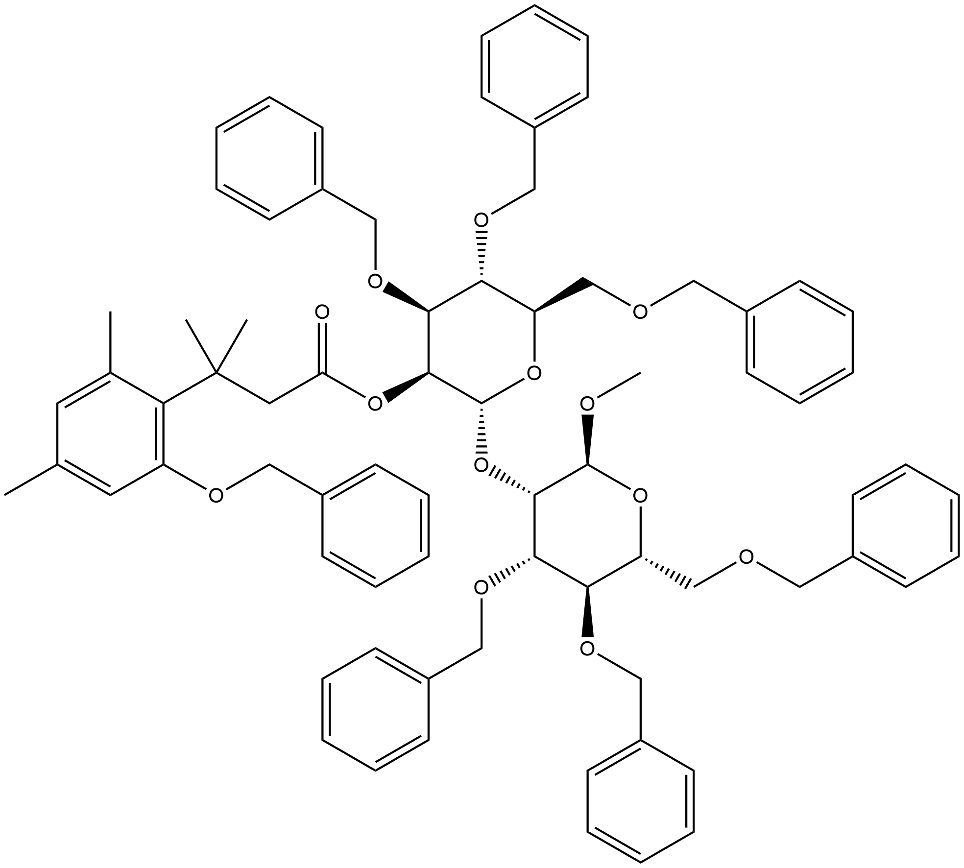 α-D-Mannopyranoside, methyl 2-O-[2-O-[3-[2,4-dimethyl-6-(phenylmethoxy)phenyl]-3-methyl-1-oxobutyl]-3,4,6-tris-O-(phenylmethyl)-α-D-mannopyranosyl]-3,4,6-tris-O-(phenylmethyl)-