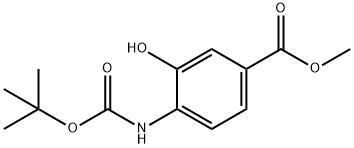 Benzoic acid, 4-[[(1,1-dimethylethoxy)carbonyl]amino]-3-hydroxy-, methyl ester Struktur