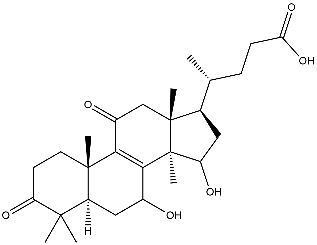 Chol-8-en-24-oic acid, 7,15-dihydroxy-4,4,14-trimethyl-3,11-dioxo-, (5α)- Struktur