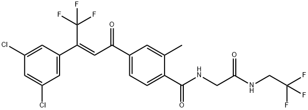 Benzamide, 4-[(2Z)-3-(3,5-dichlorophenyl)-4,4,4-trifluoro-1-oxo-2-buten-1-yl]-2-methyl-N-[2-oxo-2-[(2,2,2-trifluoroethyl)amino]ethyl]- Struktur