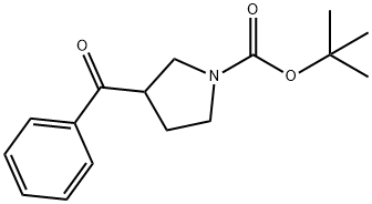 1-Pyrrolidinecarboxylic acid, 3-benzoyl-, 1,1-dimethylethyl ester Struktur