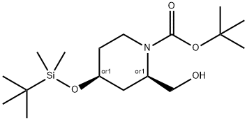 rel-1,1-Dimethylethyl (2R,4S)-4-[[(1,1-dimethylethyl)dimethylsilyl]oxy]-2-(hydroxymethyl)-1-piperidinecarboxylate Struktur