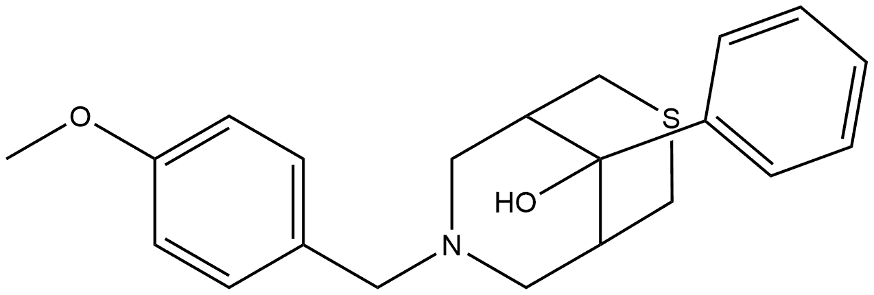 7-(4-methoxybenzyl)-9-phenyl-3-thia-7-azabicyclo[3.3.1]nonan-9-ol Struktur