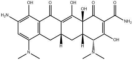 2-Naphthacenecarboxamide, 9-amino-4,7-bis(dimethylamino)-1,4,4a,5,5a,6,11,12a-octahydro-3,10,12,12a-tetrahydroxy-1,11-dioxo-, (4R,4aS,5aR,12aS)- Struktur