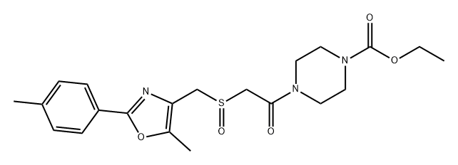 1-Piperazinecarboxylic acid, 4-[2-[[[5-methyl-2-(4-methylphenyl)-4-oxazolyl]methyl]sulfinyl]acetyl]-, ethyl ester Struktur