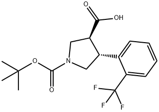 1,3-Pyrrolidinedicarboxylic acid, 4-[2-(trifluoromethyl)phenyl]-, 1-(1,1-dimethylethyl) ester, (3S,4R)- Struktur