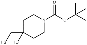 1-Piperidinecarboxylic acid, 4-hydroxy-4-(mercaptomethyl)-, 1,1-dimethylethyl ester Struktur