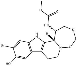 N-[[(1S)-11-Bromo-1,2,7,8,13,13bβ-hexahydro-10-hydroxy[1,6,2]oxathiazepino[2',3':1,2]pyrido[3,4-b]indol]-1α-yl]-2-hydroxyacetamide Struktur