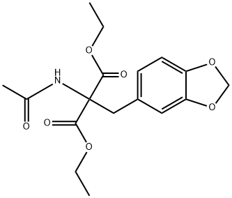 Propanedioic acid, 2-(acetylamino)-2-(1,3-benzodioxol-5-ylmethyl)-, 1,3-diethyl ester Struktur