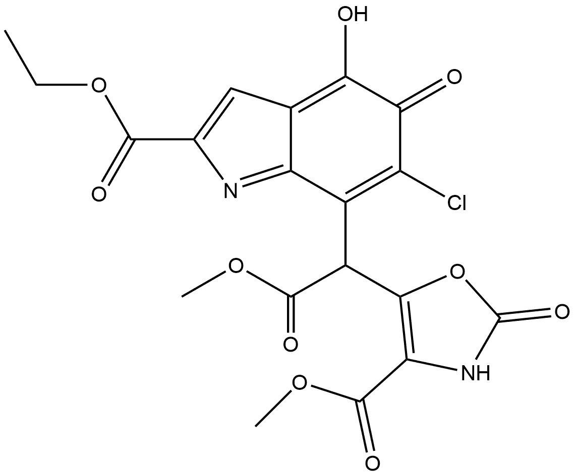 5H-Indole-7-acetic acid, 6-chloro-α-[2,3-dihydro-4-(methoxycarbonyl)-2-oxo-5-oxazolyl]-2-(ethoxycarbonyl)-4-hydroxy-5-oxo-, methyl ester