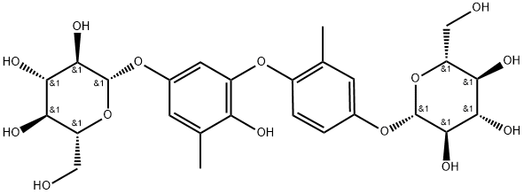 β-D-Glucopyranoside, 4-[5-(β-D-glucopyranosyloxy)-2-hydroxy-3-methylphenoxy]-3-methylphenyl Struktur