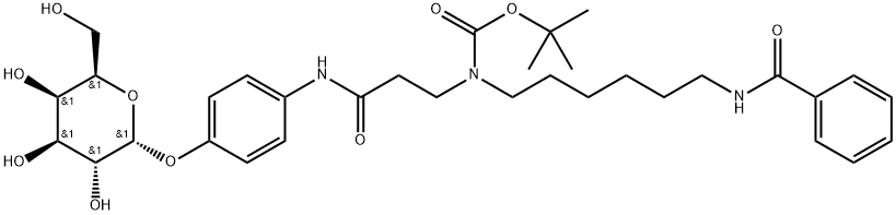 Carbamic acid, N-[6-(benzoylamino)hexyl]-N-[3-[[4-(α-D-galactopyranosyloxy)phenyl]amino]-3-oxopropyl]-, 1,1-dimethylethyl ester Struktur