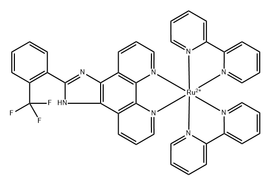 Λ-[bisbipyridyl(2-(2-trifluoroMethylphenyl)iMidazole[4,5f][1,10]phenanthroline)] rutheniM(II) perchlorate Struktur