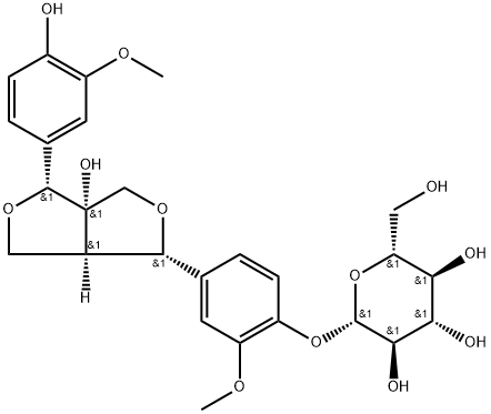 8-Hydroxypinoresinol-4′-O-β-D-glucopyranoside Struktur