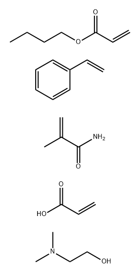 2-Propenoic acid, polymer with butyl 2-propenoate, ethenylbenzene and 2-methyl-2-propenamide, compd. with 2-(dimethylamino)ethanol Struktur