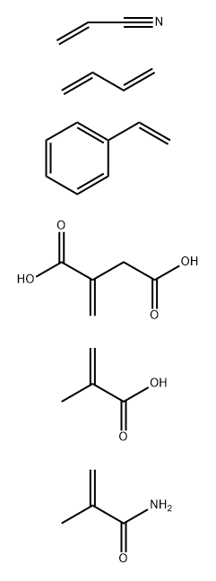 Butanedioic acid, methylene-, polymer with 1,3-butadiene, ethenylbenzene, 2-methyl-2-propenamide, 2-methyl-2-propenoic acid and 2-propenenitrile Struktur