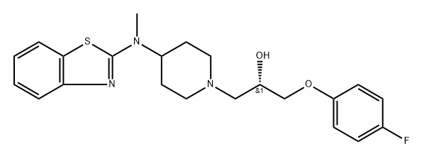 (S)-4-[(Benzothiazol-2-yl)methylamino]-α-[(4-fluorophenoxy)methyl]-1-piperidineethanol Struktur