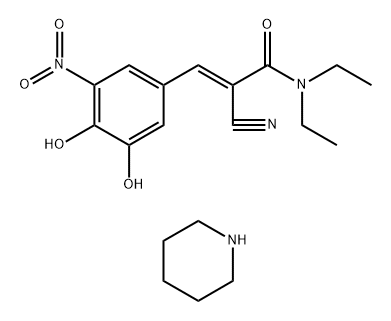 2-Propenamide, 2-cyano-3-(3,4-dihydroxy-5-nitrophenyl)-N,N-diethyl-, (2E)-, compd. with piperidine (1:1) Struktur