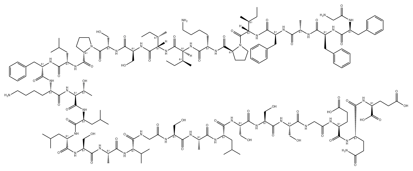 L-Glutamic acid, glycyl-L-phenylalanyl-L-phenylalanyl-L-alanyl-L-phenylalanyl-L-isoleucyl-L-prolyl-L-lysyl-L-isoleucyl-L-isoleucyl-L-seryl-L-seryl-L-prolyl-L-leucyl-L-phenylalanyl-L-lysyl-L-threonyl-L-leucyl-L-leucyl-L-seryl-L-alanyl-L-valylglycyl-L-seryl-L-alanyl-L-leucyl-L-seryl-L-seryl-L-serylglycyl-L-α-glutamyl-L-glutaminyl- Struktur