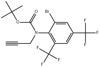 tert-butyl(2-bromo-4,6-bis(trifluoromethyl)phenyl)(prop-2-yn-1-yl)carbamate Struktur