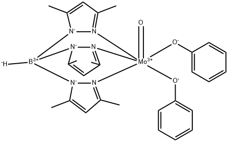 oxobis(phenolato)(tris(3,5-dimethyl-1-pyrazolyl)-hydroborato)molybdenum(V) Struktur