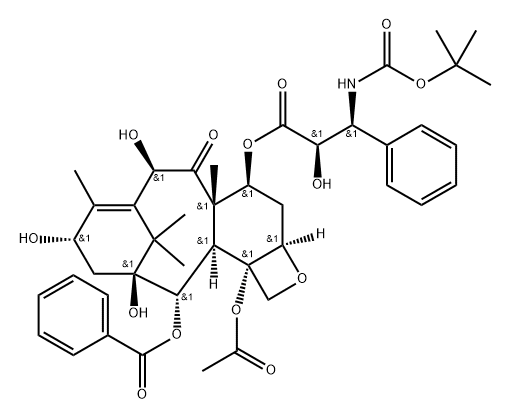 Benzenepropanoic acid, β-[[(1,1-dimethylethoxy)carbonyl]amino]-α-hydroxy-, (2aR,4S,4aS,6R,9S,11S,12S,12aR,12bS)-12b-(acetyloxy)-12-(benzoyloxy)-2a,3,4,4a,5,6,9,10,11,12,12a,12b-dodecahydro-6,9,11-trihydroxy-4a,8,13,13-tetramethyl-5-oxo-7,11-methano-1H-cyclodeca[3,4]benz[1,2-b]oxet-4-yl ester, (αR,βS)- Struktur