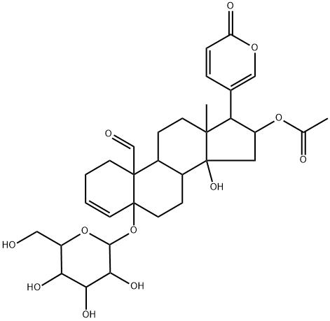 16β-Acetoxy-5-(β-D-glucopyranosyloxy)-14-hydroxy-19-oxo-5β-bufa-3,20,22-trienolide Struktur