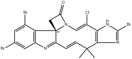 (4E,10Z,16bS)-7,14,16-Tribromo-5-chloro-6,9-dihydro-9,9-dimethylazeto[1',2':1,2]imidazo[4',5':7,8]azecino[3,2-b]indole-2(1H)-one Struktur