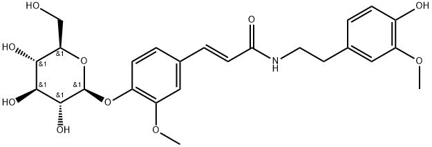 2-Propenamide, 3-[4-(β-D-glucopyranosyloxy)-3-methoxyphenyl]-N-[2-(4-hydroxy-3-methoxyphenyl)ethyl]-, (2E)- Struktur