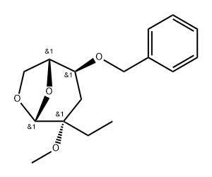 .beta.-D-arabino-Hexopyranose, 1,6-anhydro-3-deoxy-2-C-ethyl-2-O-methyl-4-O-(phenylmethyl)- Struktur