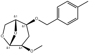 .beta.-D-ribo-Hexopyranose, 1,6-anhydro-3-deoxy-2-O-methyl-4-O-(4-methylphenyl)methyl- Struktur