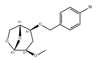 .beta.-D-ribo-Hexopyranose, 1,6-anhydro-4-O-(4-bromophenyl)methyl-3-deoxy-2-O-methyl- Struktur