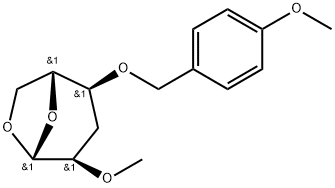 .beta.-D-ribo-Hexopyranose, 1,6-anhydro-3-deoxy-4-O-(4-methoxyphenyl)methyl-2-O-methyl- Struktur