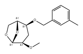 .beta.-D-ribo-Hexopyranose, 1,6-anhydro-3-deoxy-2-O-methyl-4-O-(3-methylphenyl)methyl- Struktur