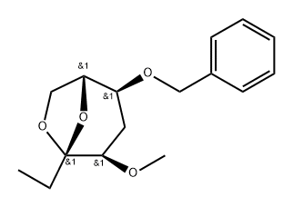 .beta.-D-ribo-3-Octulopyranose, 3,8-anhydro-1,2,5-trideoxy-4-O-methyl-6-O-(phenylmethyl)- Struktur