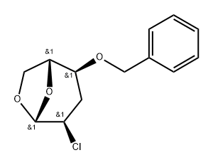 .beta.-D-ribo-Hexopyranose, 1,6-anhydro-2-chloro-2,3-dideoxy-4-O-(phenylmethyl)- Struktur