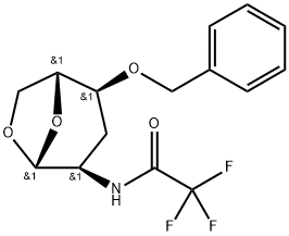 .beta.-D-ribo-Hexopyranose, 1,6-anhydro-2,3-dideoxy-4-O-(phenylmethyl)-2-(trifluoroacetyl)amino- Struktur