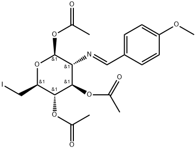 2,6-Dideoxy-6-iodo-2-[[(4-methoxyphenyl)methylene]amino]-β-D-glucopyranose 1,3,4-triacetate Struktur