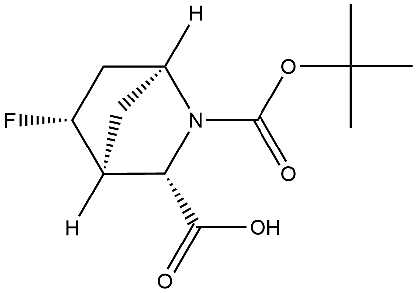 2-(1,1-Dimethylethyl) (1S,3S,4S,5R)-5-fluoro-2-azabicyclo[2.2.1]heptane-2,3-dicarboxylate Struktur