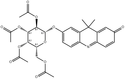 7-(tetra-O-acetyl-β-D-galactopyranosyloxy)-9,9-dimethyl-9H-acridin-2-one Struktur